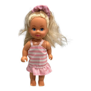 Simba Chelsea Doll 5 Inch Pink Striped Dress Blue Eyes Ponytail Toddler